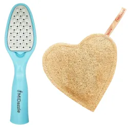 Midazzle 2 in 1 TringleFoot Scrubber with Organic Loofah, Heart Shape, Set of 2