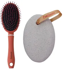 Midazzle Premium Brown Cushioned Hair Brush with Pumice Stone, So2