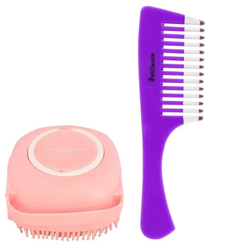 Image of Midazzle Silicone Bath Brush, Soft Body Scrubber with Shampoo Comb, Set of 2