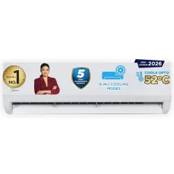 Midea 1 Ton 3 Star Inverter Split AC(Copper, Convertible 6-in-1 with Auto Intelligence,Turbo Mode for Faster Cooling, Au