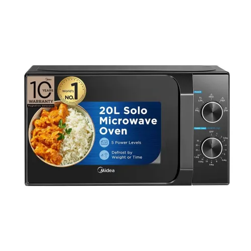 Image of Midea 20L Solo Microwave Oven (MMO20CXAMMPEBK, Black, 5 power levels & Defrost function)