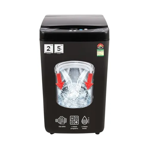 Image of Midea 7.5 Kg 5 Star Fully Automatic Top Load Washing Machine, Spiral Stream Tub, Dual Waterfall, 6 Petal Pulsator