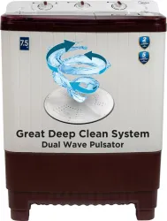 Midea 7.5 kg Semi Automatic Top Load Washing Machine Maroon, White  (MWMSA075PPG(MW) .