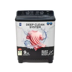 Midea 9 Kg 5 Star Semi Automatic Top-Load Washing Machine Black White (MWMSA090SAPPG(KW), Rat Away Feature, Air Jet Dry 