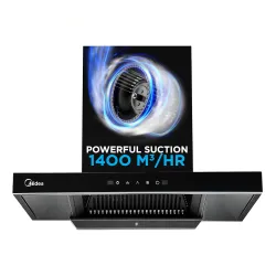 Midea Falcon 75cm Auto Clean Motion Sensor Chimney – 1400 m³/hr, Black