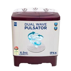 Midea 6.5 kg 5 Star Semi Automatic Top Load Washing Machine Maroon, Rust Proof Body (MWMSA065PPG(MW), Rat Away Feature)