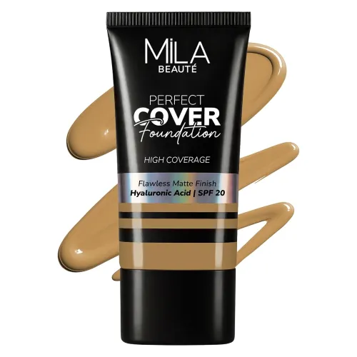 Image of Mila Beauté Perfect Cover Foundation with Hyaluronic Acid & SPF 20 | High Coverage & Flawless Matte Finish | Super Hydra