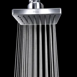 Mila Drizzle Single Function Overhead Shower Head | Rain | Chrome Finish Square Showerhead for Wall Mount | Durable ABS