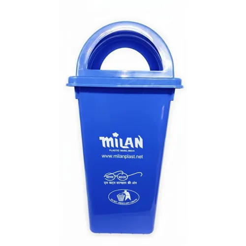 Image of Milan Plastic Garbage Dustbin With Dome Lid 60 Litre Blue