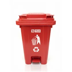 Milan Plastic Garbage Waste Dustbin with Step-On Pedal 65 Ltr Red