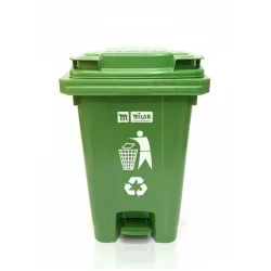 Milan Plastic Garbage Waste Dustbin with Step-On Pedal 65 Ltr Green