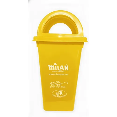 Image of Milan Plastic Garbage Dustbin With Dome Lid 80 Litre Yellow