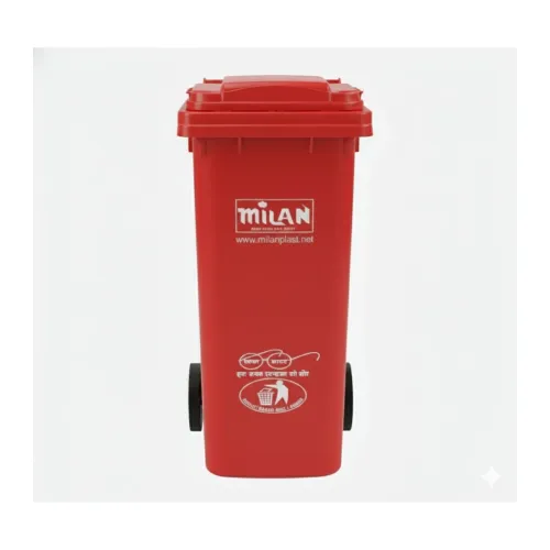 Image of Milan Plastic Manual-Lift Garbage Waste Dustbin with Wheels 120L