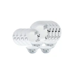 Larah by Borosil Millenia Opalware Dinner Set, 12 Pieces, White