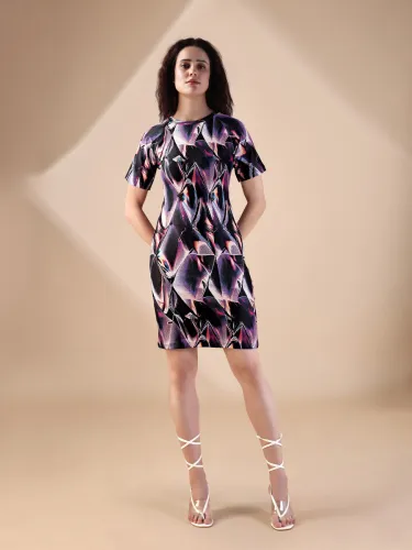 Image of MILOST Women Bodycon Purple Midi/Calf Length Dress