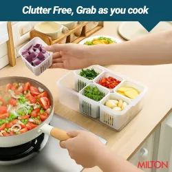MILTON 6-in-1 Grid Fridge Storage Containers Fridge Organizer Container & Lid