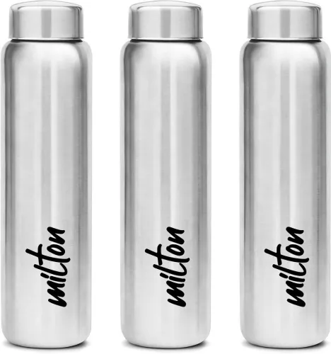 Image of MILTON 920 ml Steel Bottle (Pack of 3, Silver)