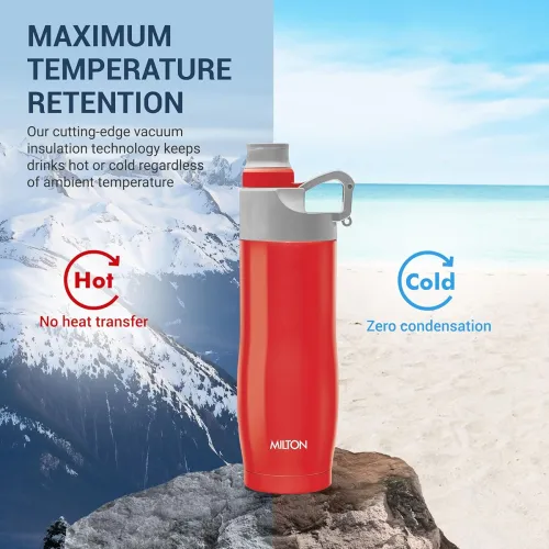 Image of Milton Alpha 500 Stainless Steel Sports Water Bottle, 480ml/89mm, Red