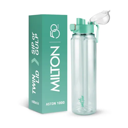 Image of MILTON Aston 1000 BPA & BPS-Free Water Bottle 1 ltr | Food-Grade Plastic | One-Click Open | Leak-Proof |