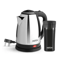 MILTON Go Electro 1.5L Fast Boil Kettle 1350W with 3x Safety Protection + 350ml Double Wall Vacuum Insulated Coffee Mug 