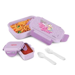 MILTON Candy Tiffin (Looney Tunes) Lunch Box for Kids Boys & Girls with Leak-Proof Inner Container| Food Grade,BPA Free,Compact & Durable Snacks Box for Kids I Plastic Spoon & Fork, 520 ml,....