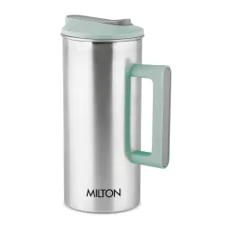 Milton Citrine 1600 Stainless Steel Water Jug for Dining Table (1550 ml) Teapot, One Touch Flap Snap Fit Lid Easy Pour W