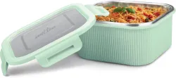 MILTON Cool Touch Square 800 Microwave & Refrigerator Safe Stainless Steel Container 1 Containers Stainless Steel Office Lunch Box (780 ml)