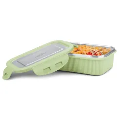 MILTON Cool Touch Rectangular 400 Stainless Steel Container, 380 ml, Green