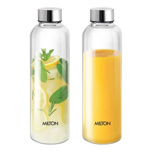Image of MILTON Costa 1000 Pet Water Bottle Set of 2, 1 Litre Each | Airtight & Leakproof Stainless Steel Lid | Unbreakable, BPA-