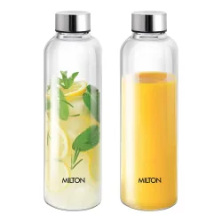MILTON Costa 1000 Pet Water Bottle Set of 2, 1 Litre Each | Airtight & Leakproof Stainless Steel Lid | Unbreakable, BPA-