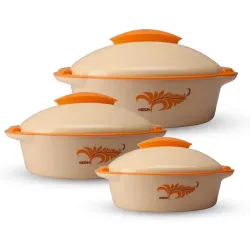 MILTON Crisp Deluxe Inner Stainless Steel Casserole (Set of 3)