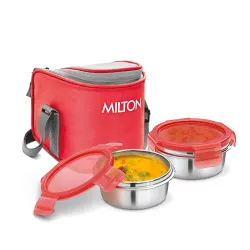 MILTON Cube 2 Lunch Box, 300 ml, Set of 2, Red