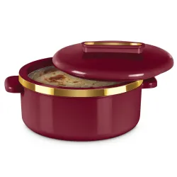 MILTON Curve 2500 Inner Stainless Steel Casserole, 2.15 litres, Maroon | BPA Free | Food Grade | Easy to Carry | Easy to