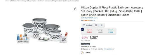 Image of Milton Duplex 8 Piece Plastic Bathroom Accessory Set