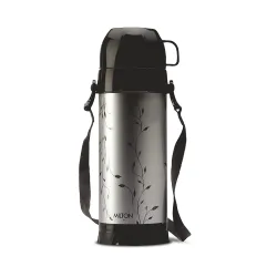 Milton Eiffel 1000 Vacuum Insulated Thermos Flask with Strap to Carry, 910 ml, Long Hours Hot & Cold Water Bottle for Office, Hiking, Trekking, Travel, Black