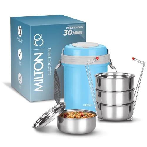 Image of MILTON Electron Portable Electric Lunch Box I 3x360 ml Stainless Steel Leak