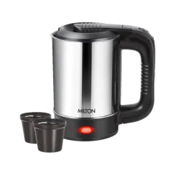 MILTON Euroline Electric Travel Kettle With Handle, 1000 Watt Beverage Maker (0.5 L, Silver)