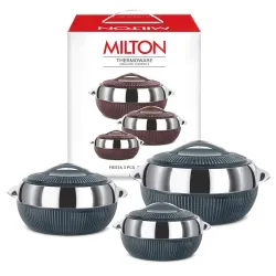 MILTON Fiesta Inner Stainless Steel Jr. Casserole Set of 3 (450ml, 830ml, 1370 ml)