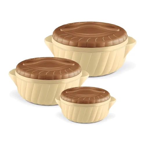 Image of MILTON Flora Jr Set Insulated Inner Steel Casserole for Roti, 3 Pc (455ml,750ml & 1.25L) Hot Box for Kitchen, Hot Pot wi