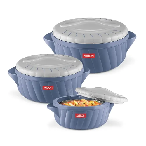 Image of MILTON Flora Regular Set Insulated Inner Steel Casserole for Roti 3Pc
