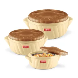 MILTON Flora Regular Set Insulated Inner Steel Casserole for Roti 3Pc