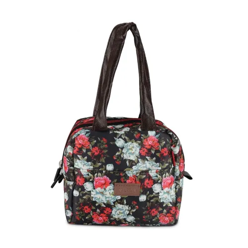 Image of MILTON Floral Lunch Bag I Design Tiffin Bag for Office for Men, Women I Eco Friendly, Spacious, Durable I 2.5 L I Black