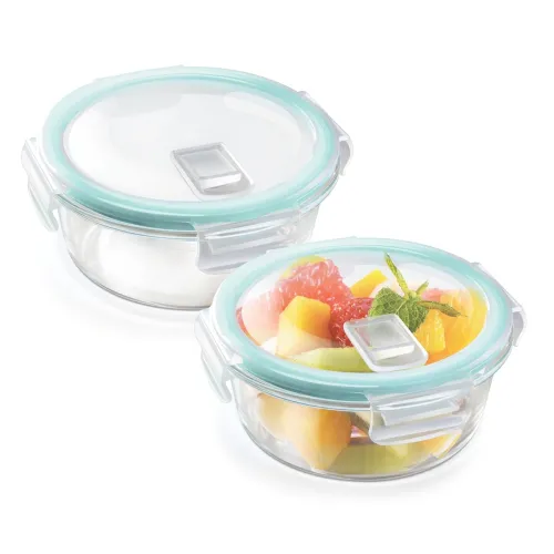 Image of Milton Treo Clip Fresh Borosilicate Round Container Set (2 Pcs, 400ml)
