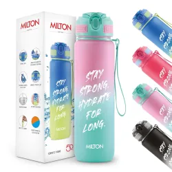 MILTON GenZ Water Bottle 1 ltr (Stay Strong), Motivational Water Bottles With Leak Proof Flip-Top Cap & Capacity Mark, 