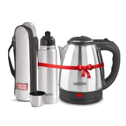 Milton Go Electro Stainless Steel Electric Kettle 1500+Flip Lid 750 Thermosteel Bottle, 