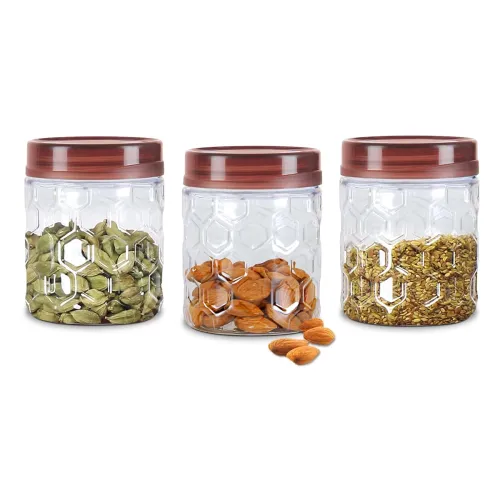 Image of MILTON Hexa Plastic Pet Storage Jar (Set of 3)