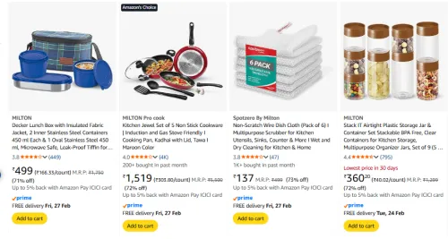 Image of Milton Household Accessories Minimum 70% Discount