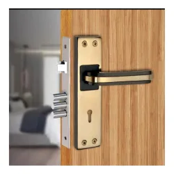 Milton Iron MHI-Liner Black.Gold 7 Inch Iron Mortise Lock Set with Lock Handle,Finish, Black Gold 175 mm x 40 mm Plate, 100mm Handle Length, Includes Keys and Screws