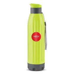 Milton Kool Windsor 900 Thermoware I Cold PU Insulated Water Bottle 700 ml, Leak Proof Flip Top Lid I for Office, Gym, School I Neon Green