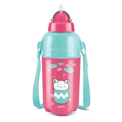 Milton Kool Trendy 400 Kids Plastic Insulated Water Bottle with Straw, 370 ml, Sipper Bottle, Leak Proof, BPA Free, Food